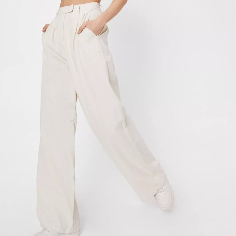 Nasty Gal Linen Wide Leg Tailored Pants